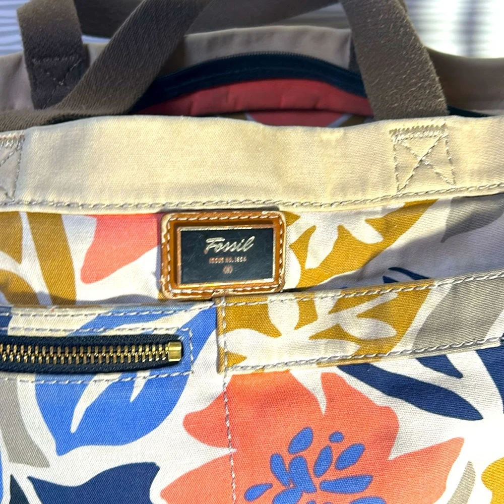 Fossil Canvas Shoulder Bag / Adjustable Strap - Picture 4 of 7